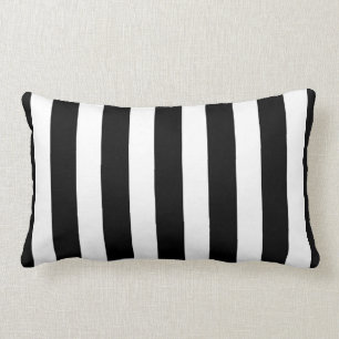 Coussin Rectangle Rayures classiques de concepteur en noir et blanc