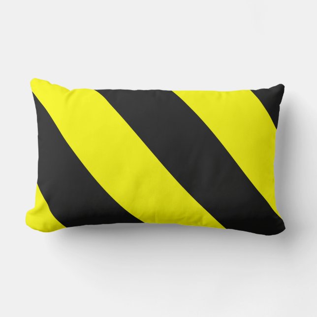 Coussin Rectangle Rayures d'avertissement d'une attention noire (Recto)