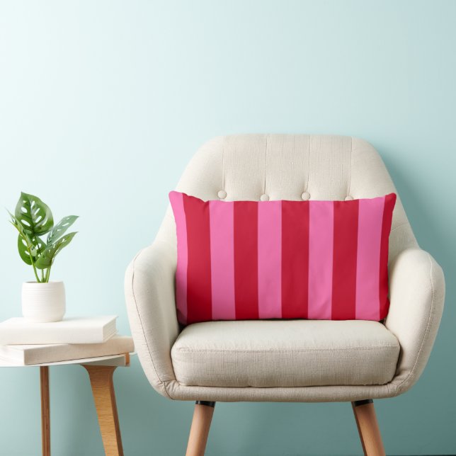 Coussin Rectangle Rayures de menthe rose et rouge (Chaise)