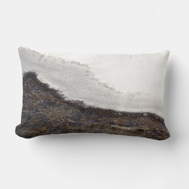 Coussin Rectangle Rayures de ruisseau de neige hivernale (Recto)