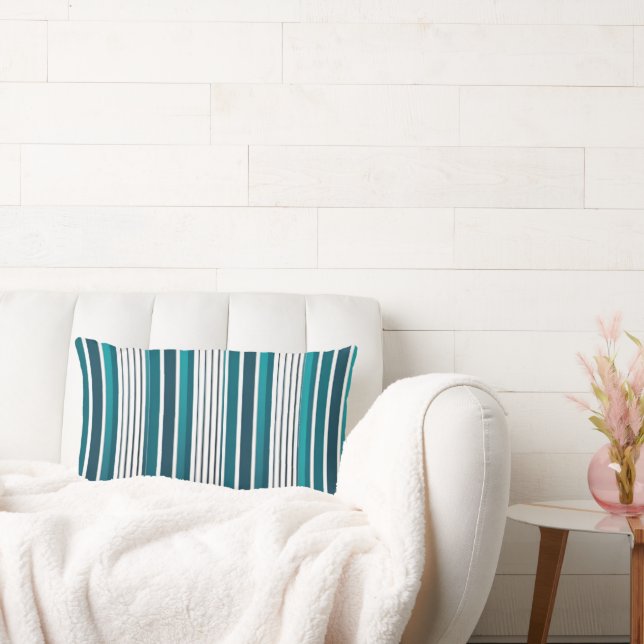 Coussin Rectangle Rayures en Aqua et sarcelle -  (Canapé)