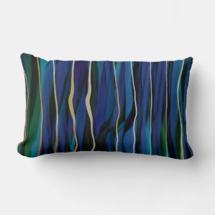 Coussin Rectangle rayures et lignes peintes bleu foncé moderne tenda