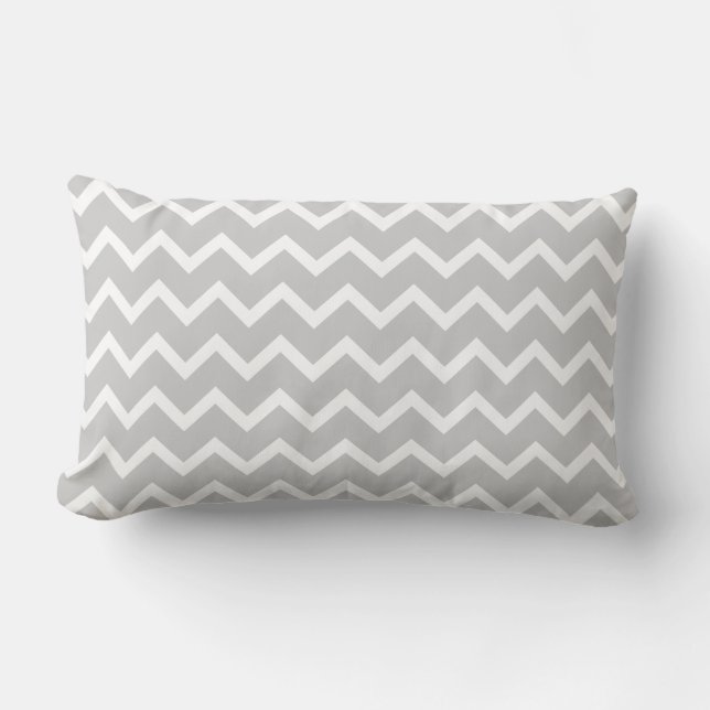 Coussin Rectangle Rayures grises et blanches de zigzag (Recto)