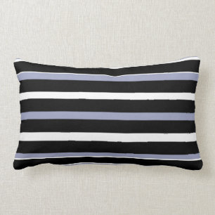 Coussin Rectangle Rayures horizontales blanches de noir moderne de