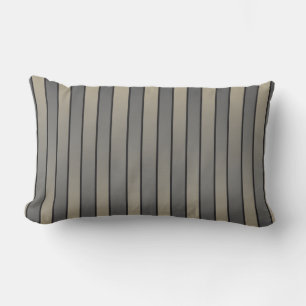 Coussin Rectangle Rayures Motif Effet Satin Noir Et Beige