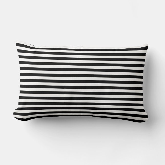 Coussin Rectangle Rayures noires et blanches classiques (Recto)