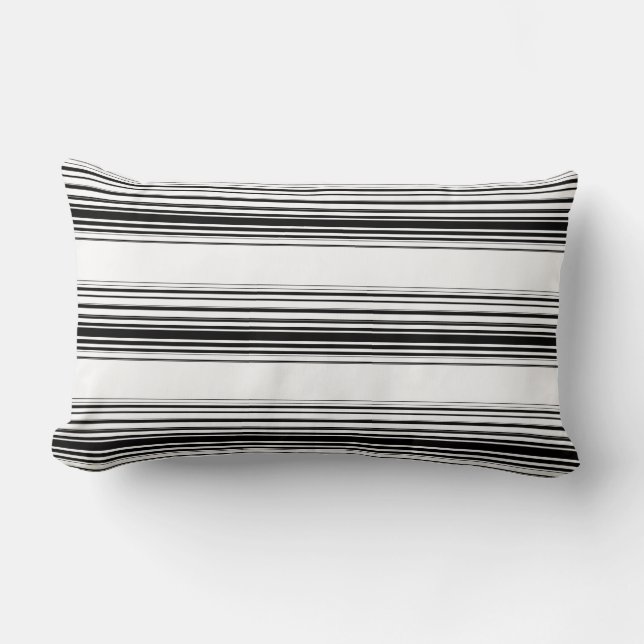 Coussin Rectangle Rayures noires et blanches modernes (Recto)