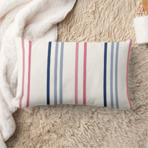 Coussin Rectangle Rayures roses bleues et blanches