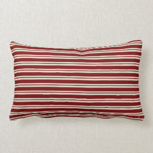 Coussin Rectangle Rayures rouge foncé et crèmes de sucre de canne