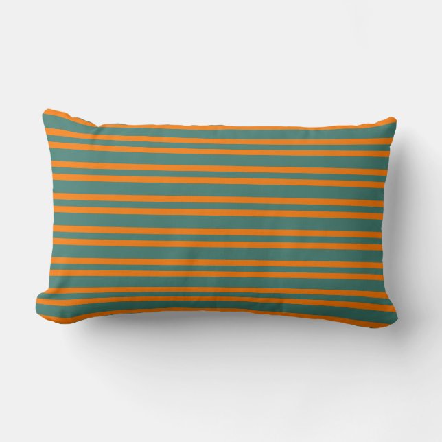 Coussin Rectangle Rayures sarcelle orange motif sans couture (Recto)