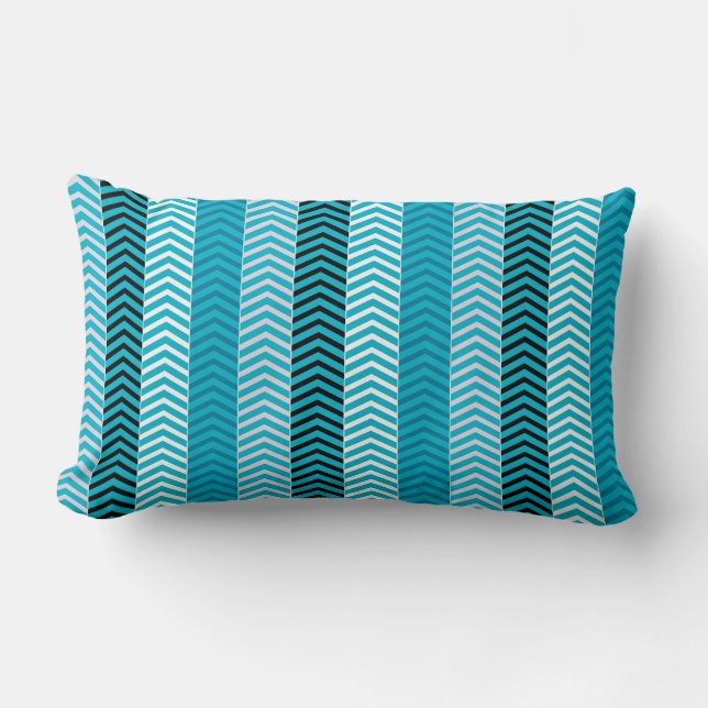 Coussin Rectangle Rayures variées modernes de Chevron de bleu de (Recto)