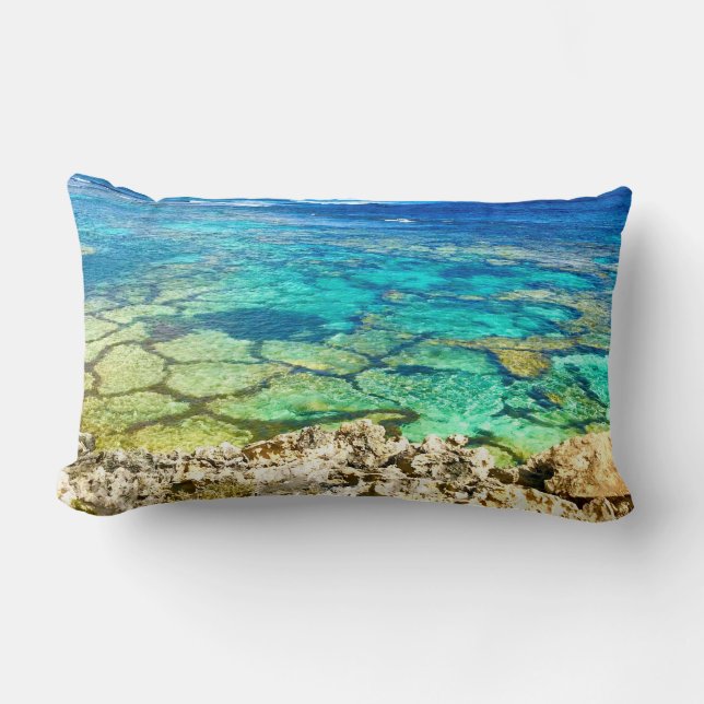 Coussin Rectangle récif océanique Turquoise, île Rottnest (Recto)