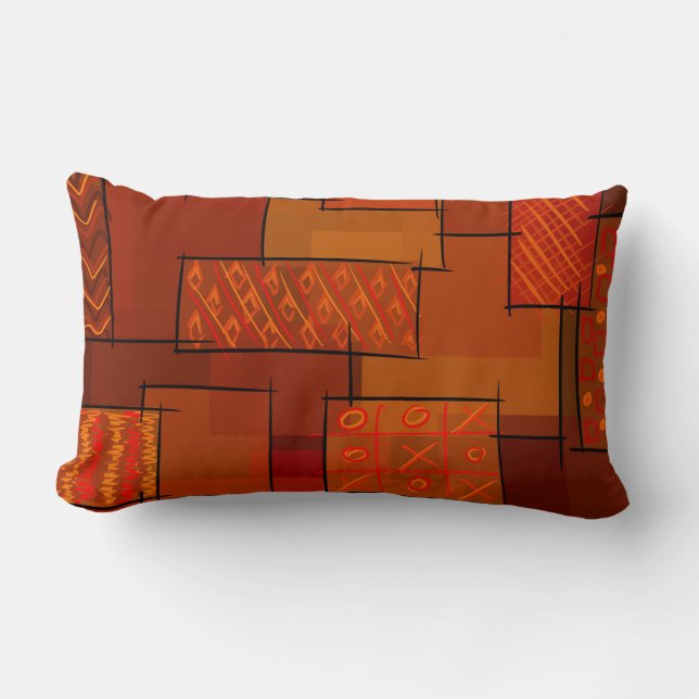 Coussin Rectangle Rectangles, motif patchwork, doodle. Surface de re (Recto)