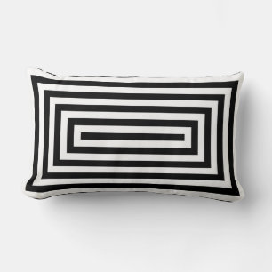 Coussin Rectangle Rectangles répétées en noir et blanc Lancer l'orei