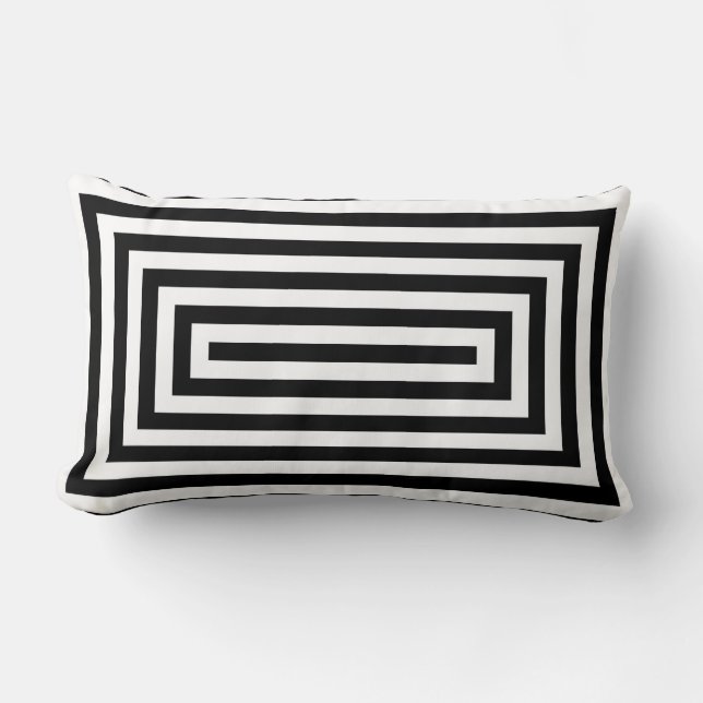 Coussin Rectangle Rectangles répétées en noir et blanc Lancer l'orei (Recto)