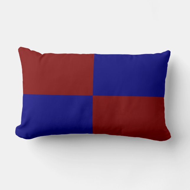 Coussin Rectangle Rectangles rouge foncé et bleu (Recto)