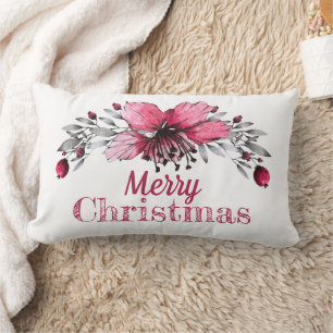 Coussin Rectangle Red and White Holly Joyeux Noël