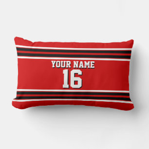 Coussin Rectangle Red Black White Team Jersey Numéro personnalisé No