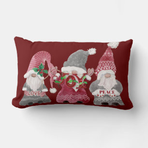Coussin Rectangle Red Christmas Gnomes Aimer Joie Paix Typographie