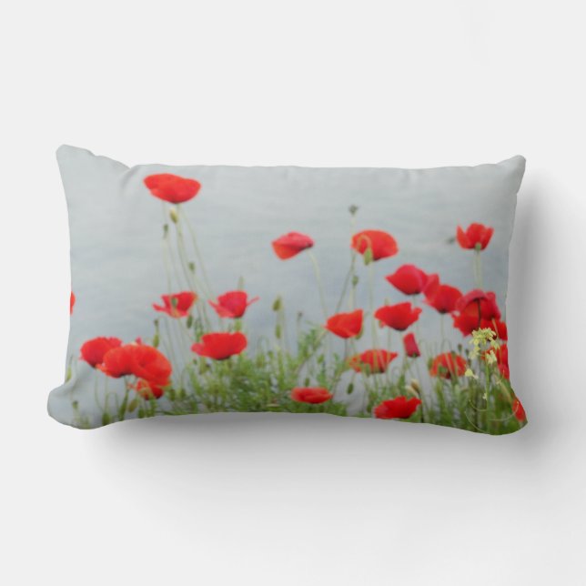 Coussin Rectangle Red Poppies Filles Photos Cushion (Recto)