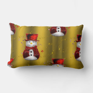 Coussin Rectangle Red Snowmen en or