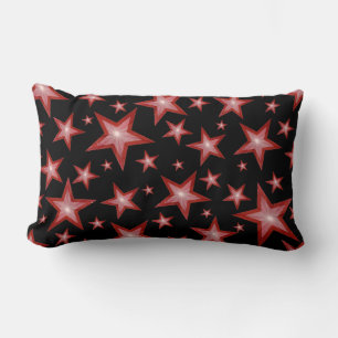 Coussin Rectangle Red Stars Black imprimé lombaire rouge dos