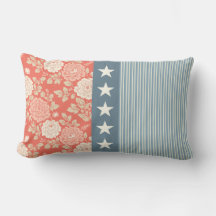Red White Blue Stripe Block Print Stars