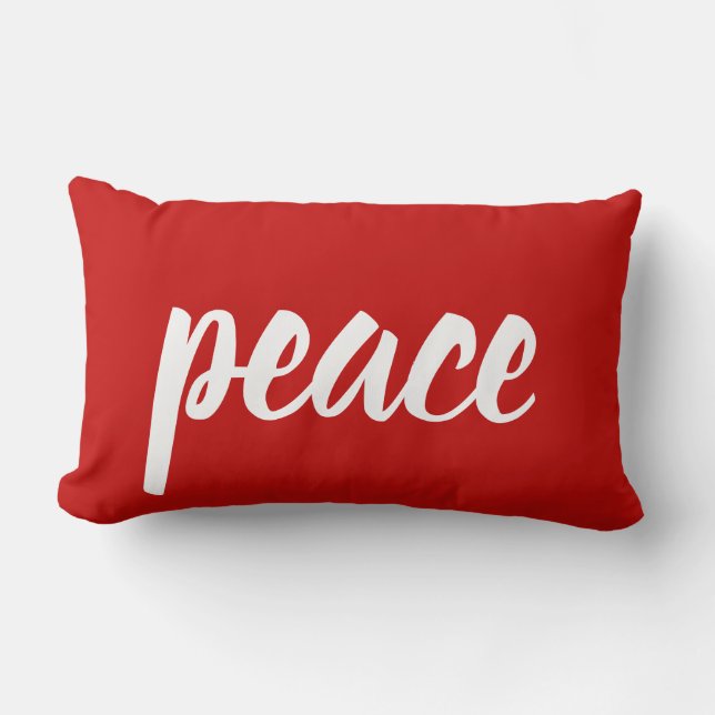 Coussin Rectangle Red White Script Letting Peace Festive Noël (Recto)