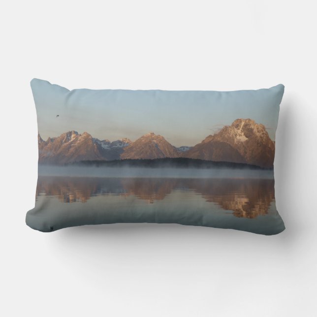 Coussin Rectangle Reflet du barrage du lac Jackson dans le parc de G (Recto)