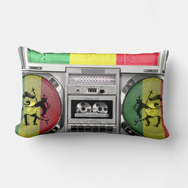 Coussin Rectangle reggae de boombox (Recto)