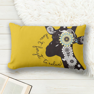 Coussin Rectangle Relax - Girafe drôle funky jaune
