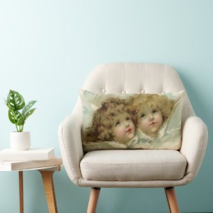 Coussin Rectangle Religion vintage, anges victoriens dans les nuages