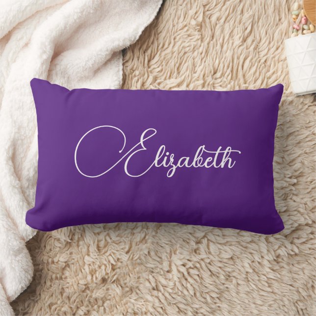 Coussin Rectangle Remplacez votre nom Elegant Royal Purple Typograph (Couverture)
