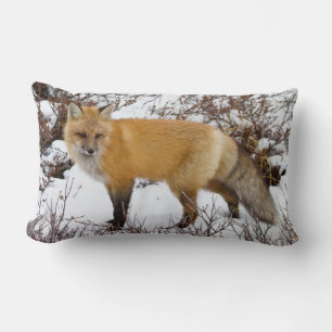 Coussin Rectangle Renard roux dans la neige en hiver