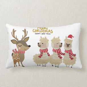 Coussin Rectangle Renne et alpaga du Joyeux Noël  