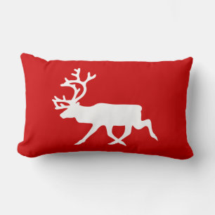 Coussin Rectangle Rennes blanches / Silhouette caribou