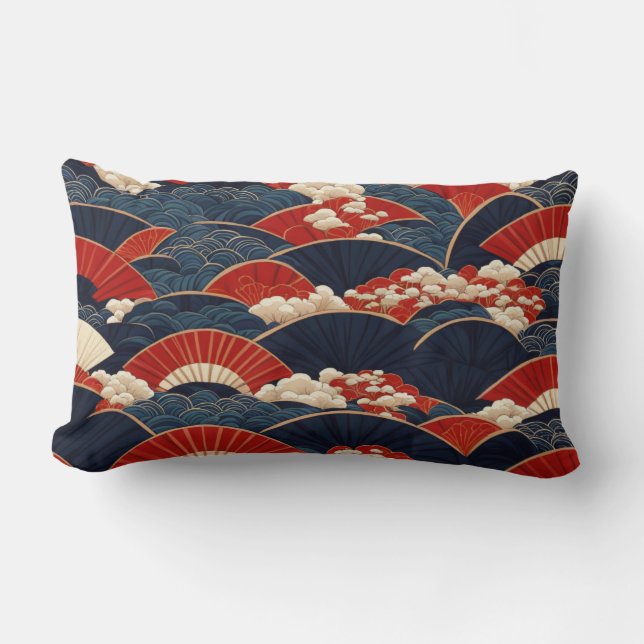 Coussin Rectangle Répétition du Motif japonais Kimono (Recto)