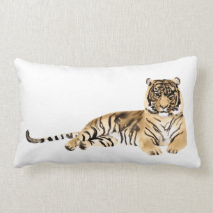 Coussin Rectangle Repose du tigre d'aquarelle