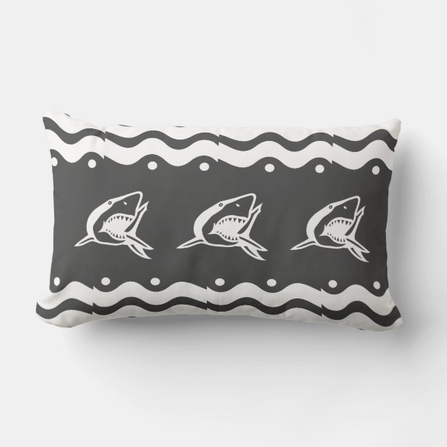 Coussin Rectangle Requin gris et blanc (Recto)