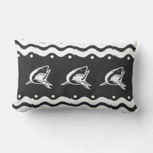 Coussin Rectangle Requin gris et blanc