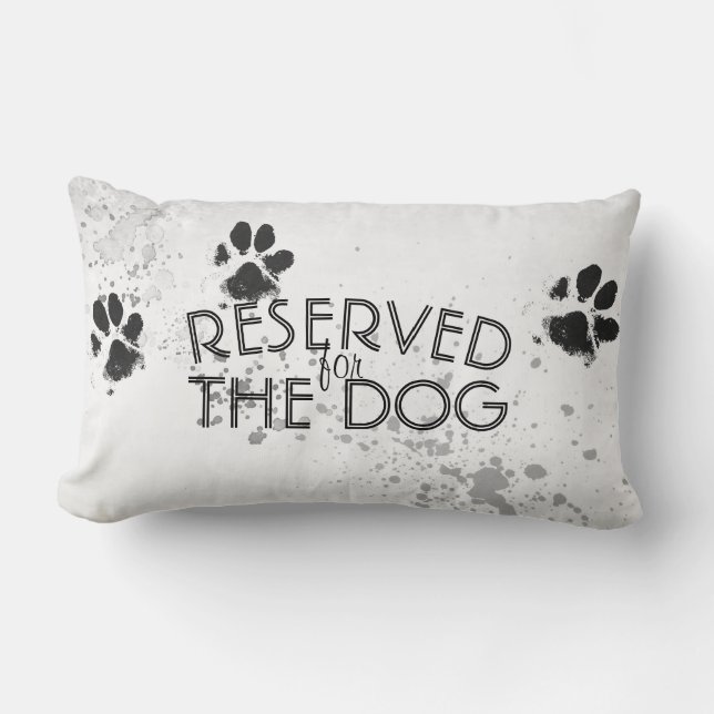 Coussin Rectangle réservé à l'empreinte de patte chien gris et blanc (Recto)