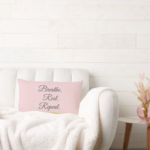 Coussin Rectangle Respirer Repos Répéter Élégant Rose Pâle Minimalis