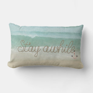 Coussin Rectangle Restez à l'arrière du texte de la corde avec ancre