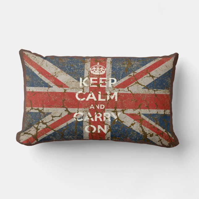 Coussin Rectangle Restez calme et continuez avec le drapeau britanni (Recto)