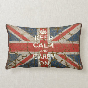 Coussin Rectangle Restez calme et continuez avec le drapeau britanni