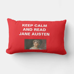 Coussin Rectangle Restez Calme, Lisez Jane Austen