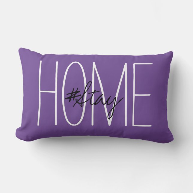 Coussin Rectangle Restez chez vous Violet (Recto)