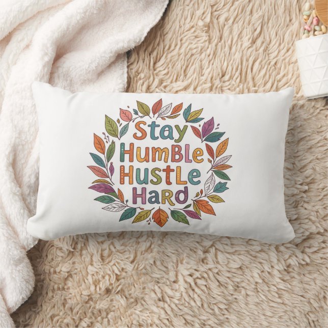 Coussin Rectangle Restez humbles citation de motivation style boho (Couverture)