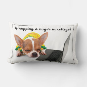 Coussin Rectangle Retourner à l'école College Drôle Napping Dog sur