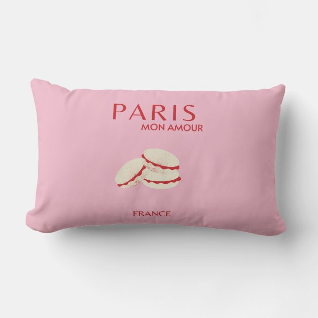 Coussin Rectangle Retro Abstrait Pastel Paris Pink ans Pastel Travel (Recto)